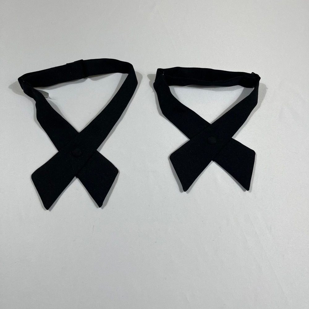 Cintas Crossover Tie Women OS Black Adjustable Snap Uniform Set of 2 USA Made